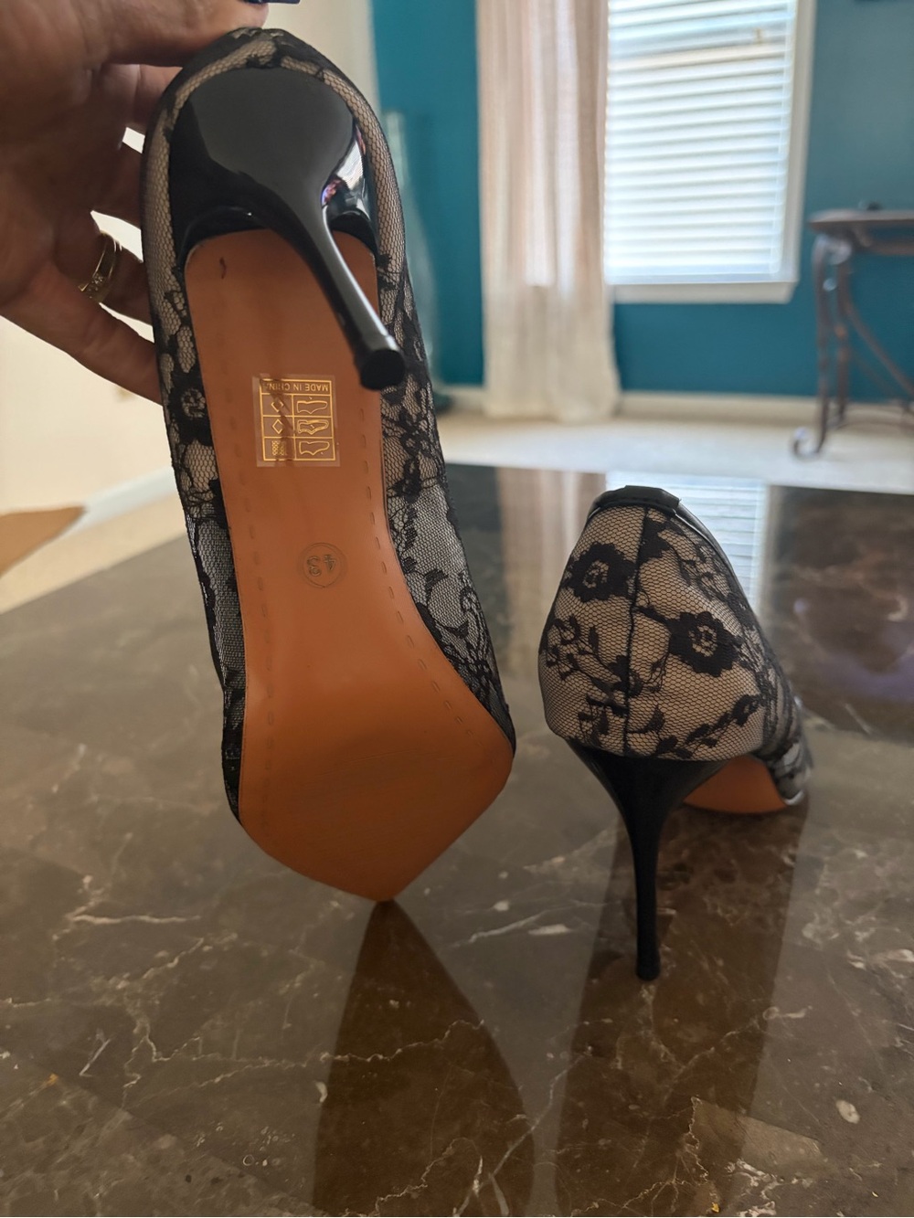 Black Lace Peep Toe Stiletto Pumps - Women's Elegant Evening Heels